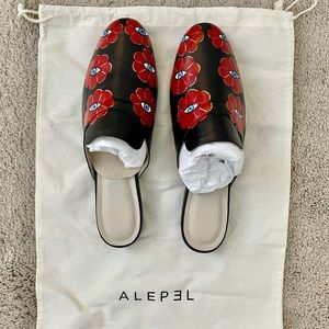 ALEPEL Black Evil Eyes Mules Size 10